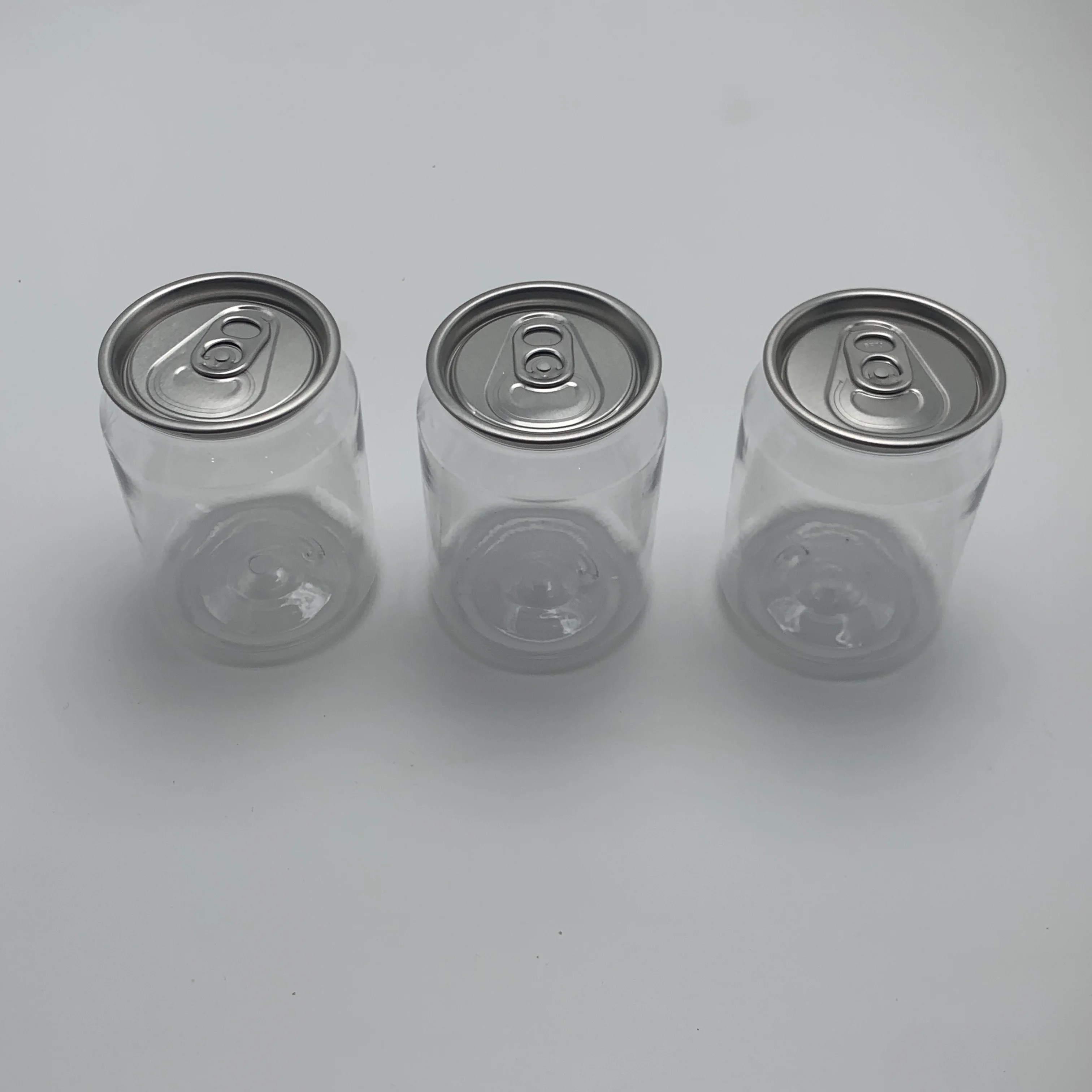 Custom PET Transparent Soft Soda Drink Plastic Can With Easy Open End