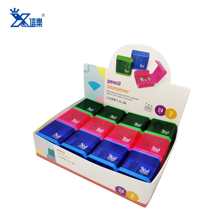 Top manufacturer custom logo fancy three holes pencil sharpener cutter transparent shell Pencil Sharpeners for office school