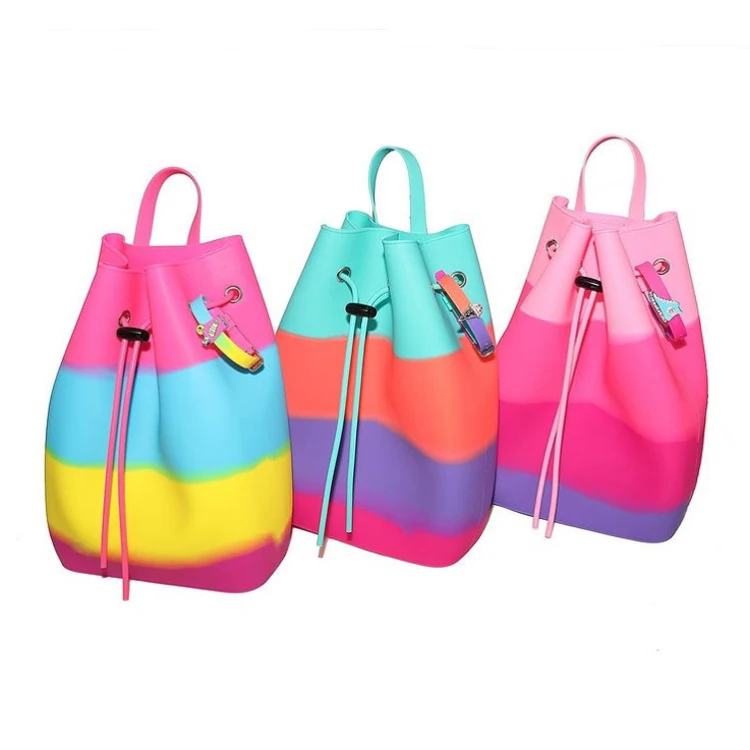 Colorful backpack waterproof drawstring beach bag girl travel bucket bag backpack hiking shoulder bag