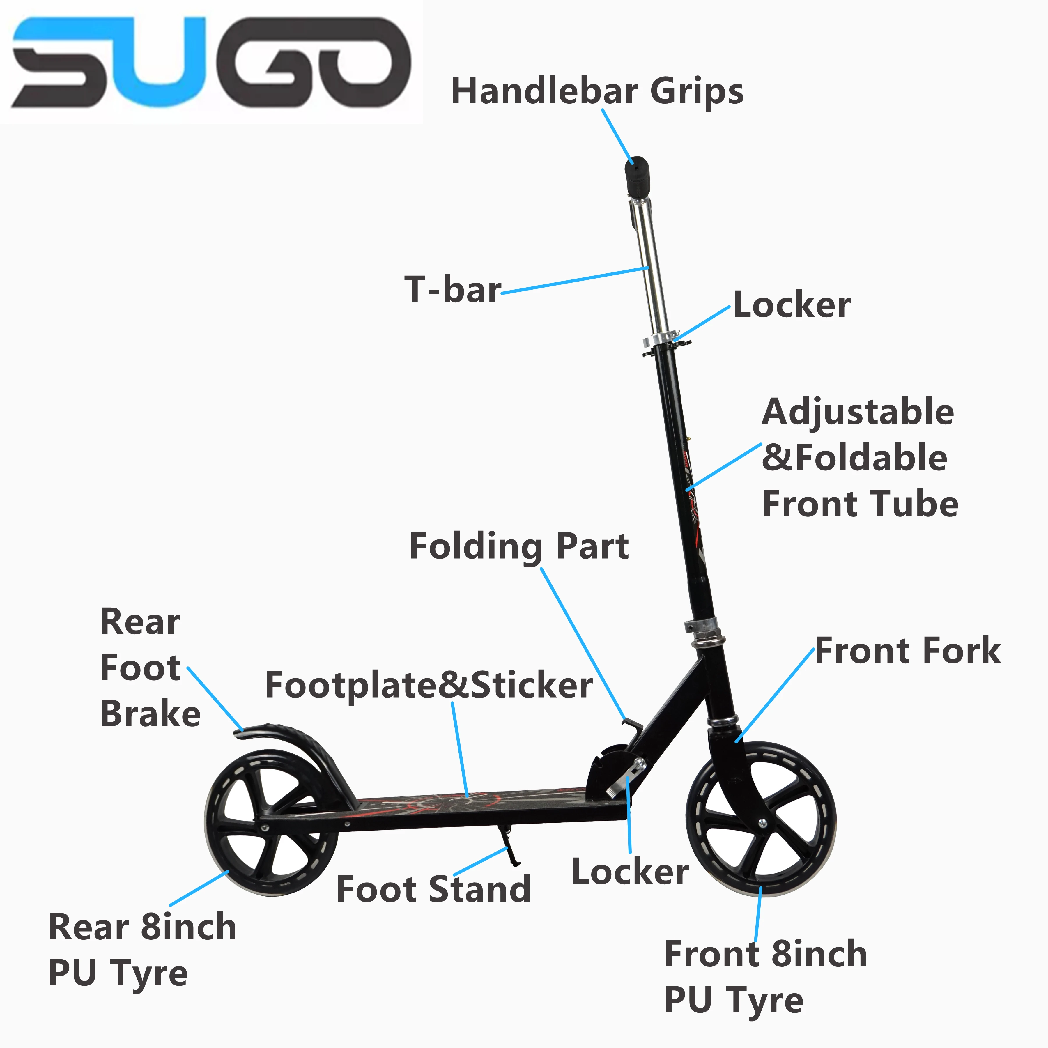 2024 Hot Selling Kids Scooter 2 Wheels Max Load 100kgs Kick Scooter With Front Wheel Mudguard