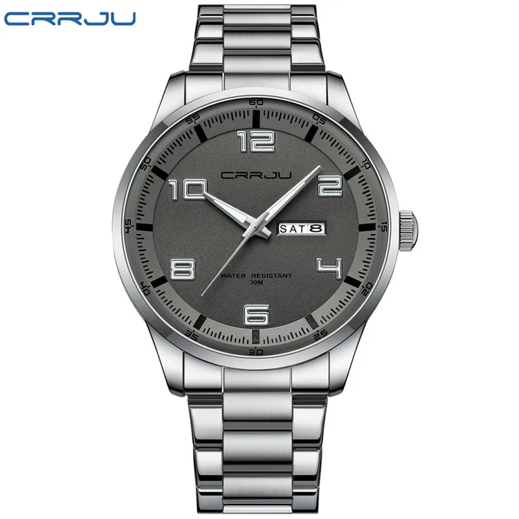 5005 wholesale gold single folding watch strap alloy 45MM double calendar large dial thin mens quartz watch stainless steel