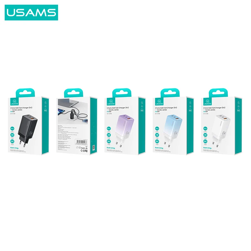 USAMS CC180 65W GaN PD Universal USB Type C Fast Portable Laptop Cell Phone Wall Charger Adapter