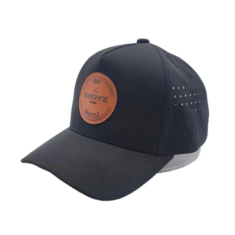 Quick Dry Running Hat 5 Panel Nylon Running Cap Waterproof Laser Cut Perforated Caps Baseball Cap Manufacturer