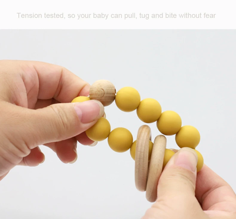 Baby Teething Toys Silicone Teethers for Babies 0-6 Months wood Chew Toys Baby Hand Teethers for Soothing Pain Cute Safe Desi