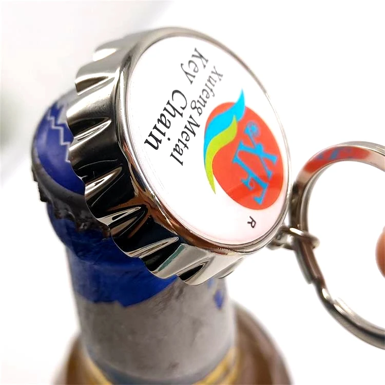 Пользовательский собственный логотип с брелоком инструмент для ключей металлический брелок открывалка бутылок без контакта