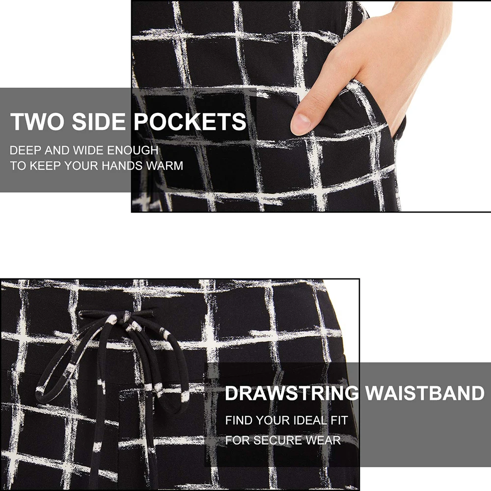 Whole ladies fashionable printed high waist PJs sweat palazzo pants women sleeping leggings pants