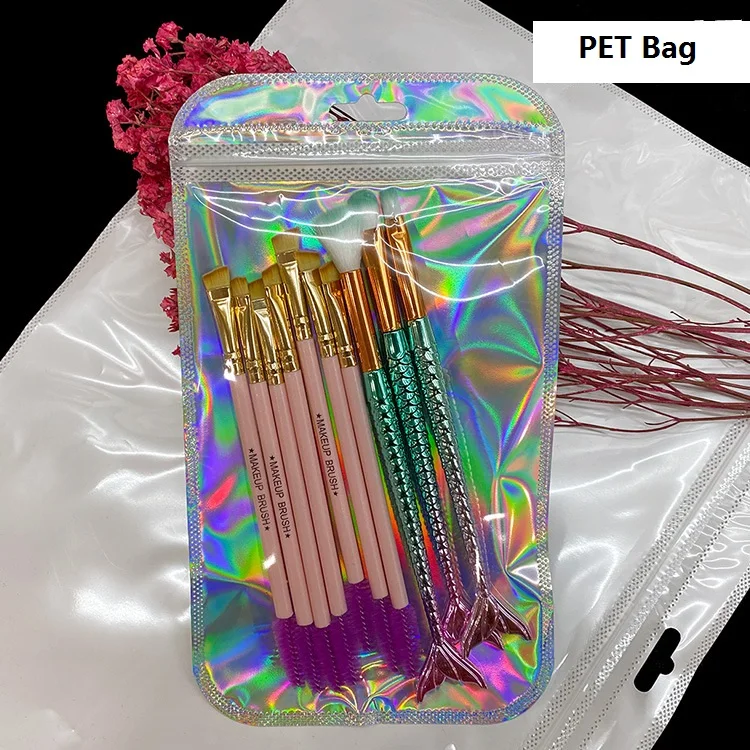 Custom high quality private label makeup brush set professional 10pcs pink makeup brushes with bag