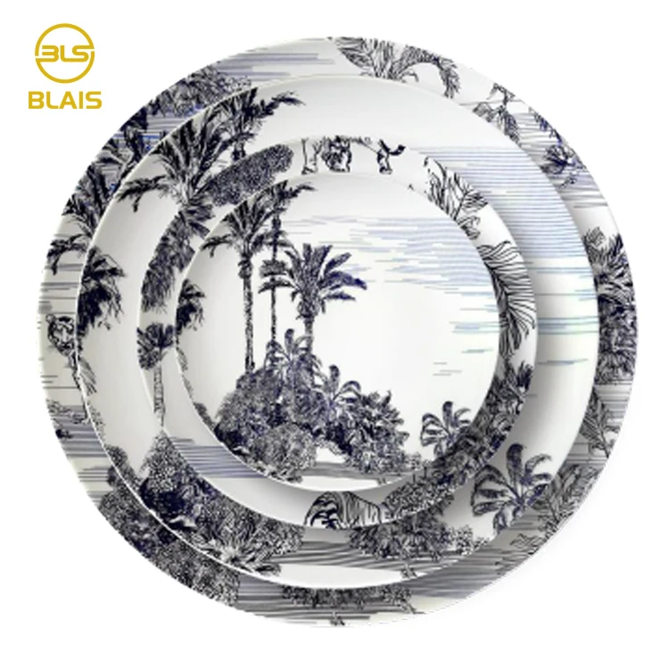 party table decoration grey island tree animals ceramic tableware manufacturers stylish crockery