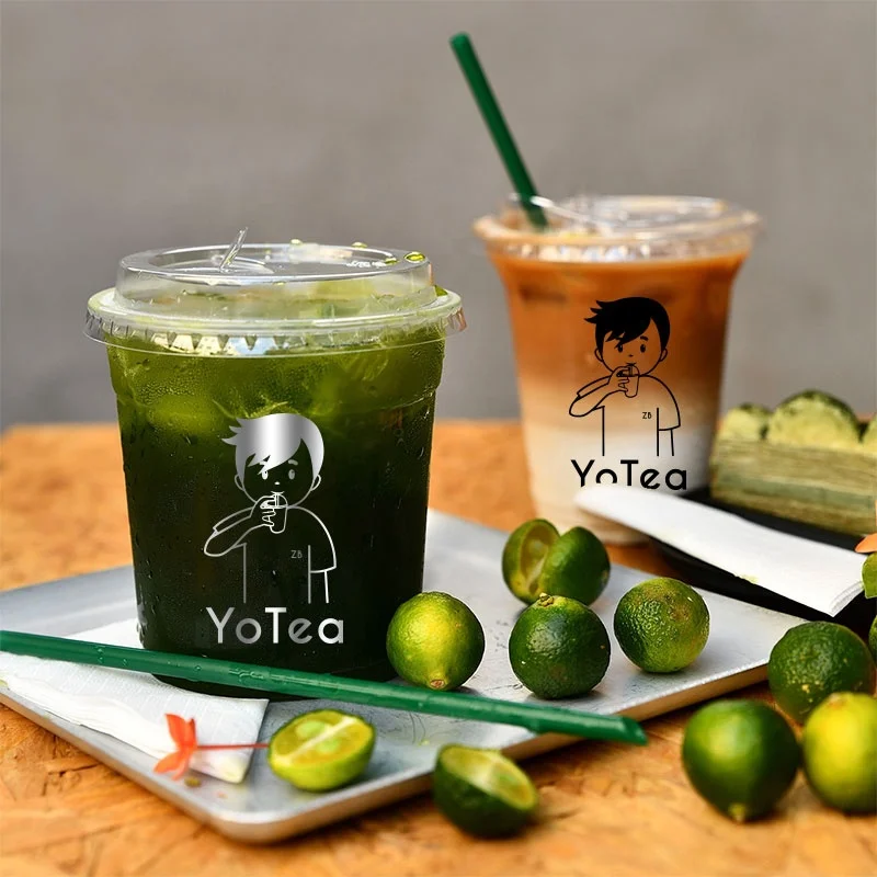 Factory Transparent 16OZ Takeaway Milk Tea Clear 500Ml Disposable Plastic Juice Cups Milktea Boba with Strawless Sip Lids