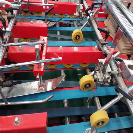 semi-auto paper box folding gluing machine with bottom locked