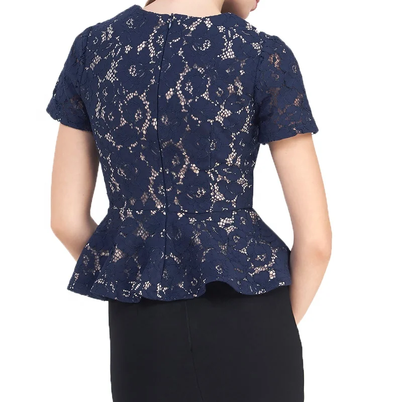 Ladies women white v-neck long sleeve chiffon crocheted lace blouse tops cheap