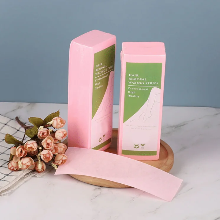 Factory custom non woven pellon Pink Strips Hair Removal Depilatory cold Waxing Paper Strips