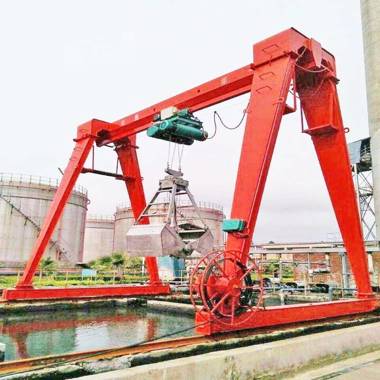 Customized Design Mine Double Girder Grab Bucket Gantry Crane For Sale