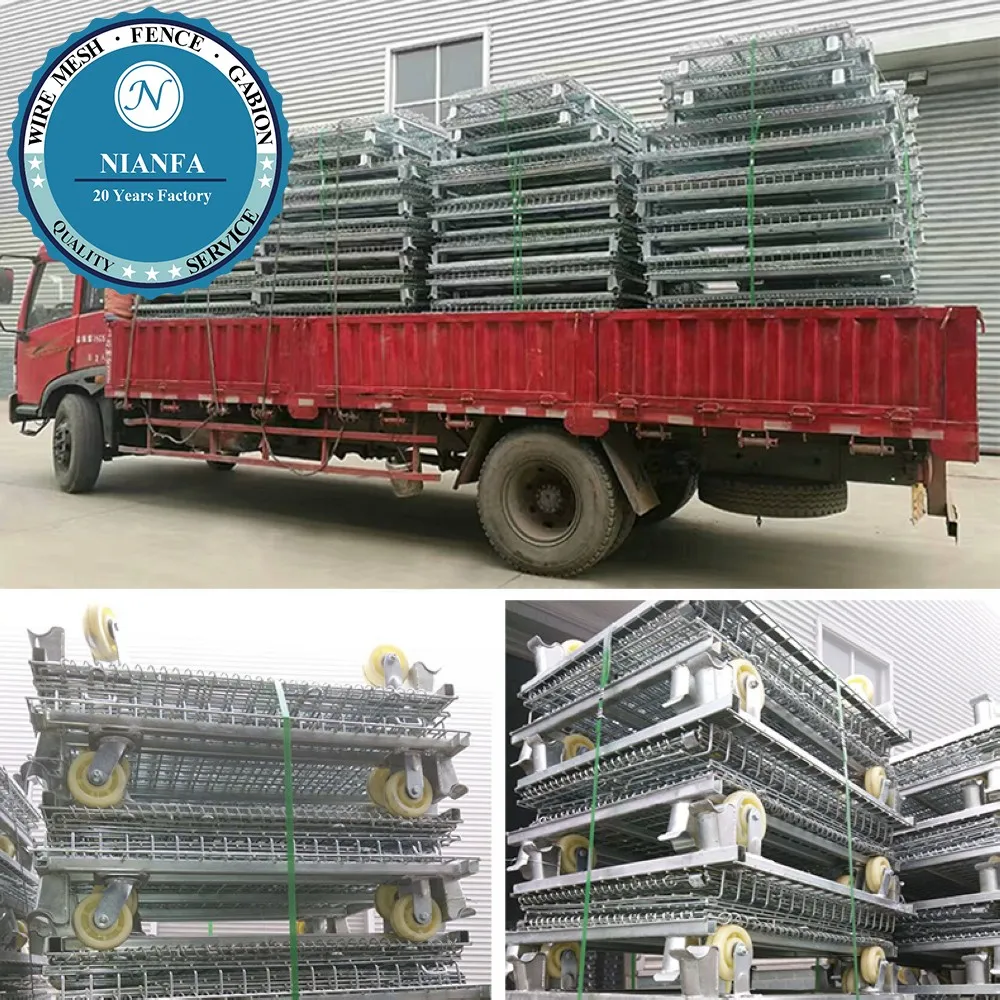 Stackable Collapsible Folding Storage Metal Steel Wire Mesh Pallet Cage for Sale