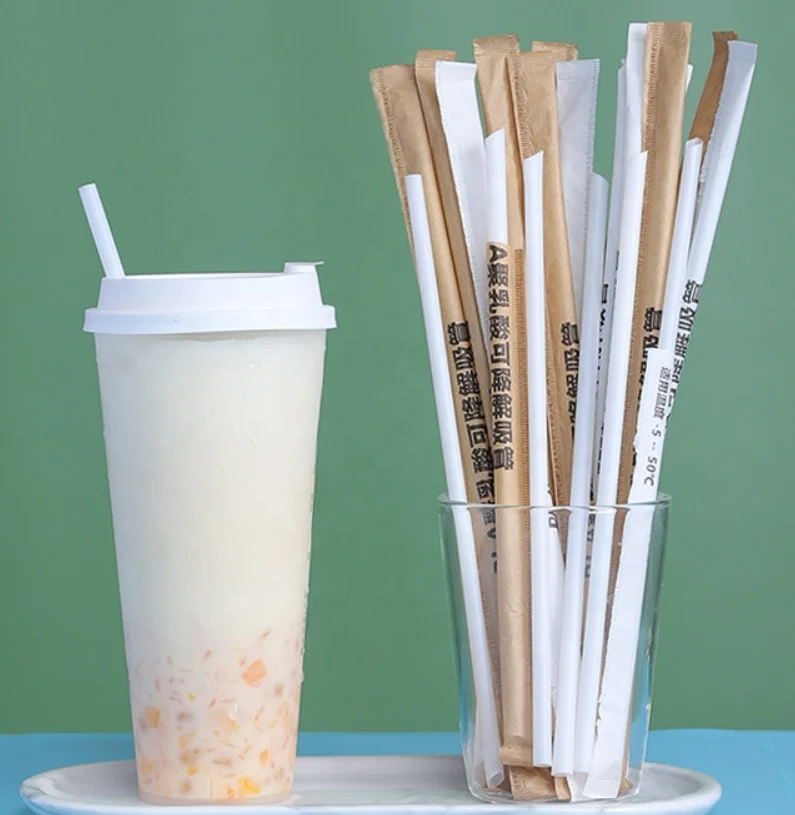 16oz 22oz Injection PP Plastic Boba Tea Cup with Lids and Straw PLA Biodegradable for Drinking Bubble Tea with Sealing Film