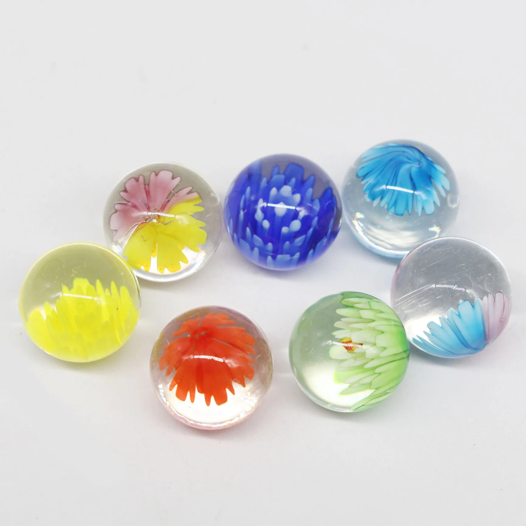 Handmade glass flower marbles children toy 20mm round glass ball