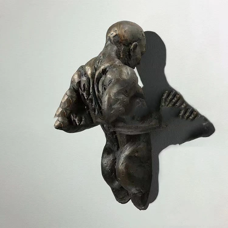 Bronze man wall sculpture 3d climbing man wall sculpture human wall statue