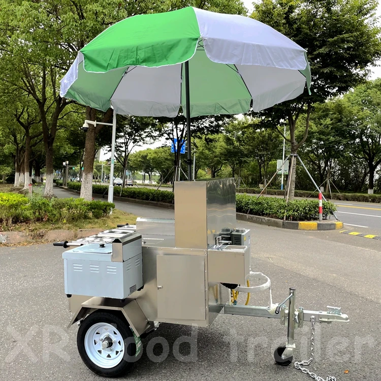Small Hot Dog Carts with Grill and Refrigerator Australia China Oil Circulation Pump Stainless Steel Portable Car for Fruit