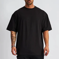 wholesale custom heavyweight oversized tee shirt vintage round neck line tshirt elastane black plain oversized t shirt for men