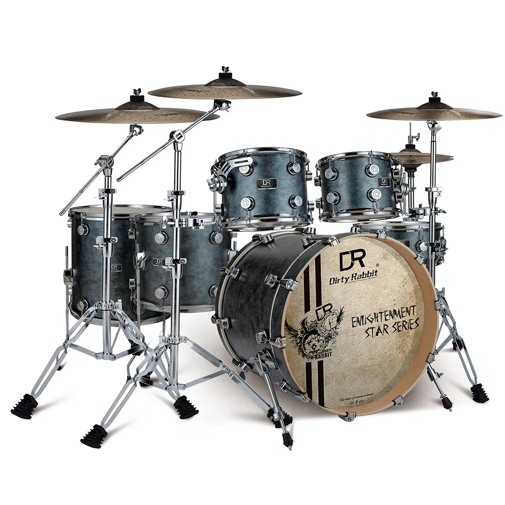 High quality professional drum set with 6 drums and 4 cymbals for percussion instruments