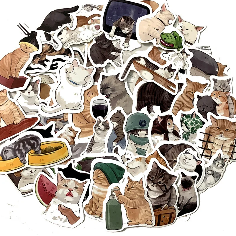 Stickers Pack Animal Cat Sticker Cute Kawaii Decal Decorative Decals Adhesive Decals for Paper Stickers Flakes