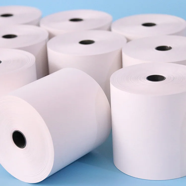 Factory 80mmx83mm thermal sensitive paper reel 65gsm 5 reel plastic film