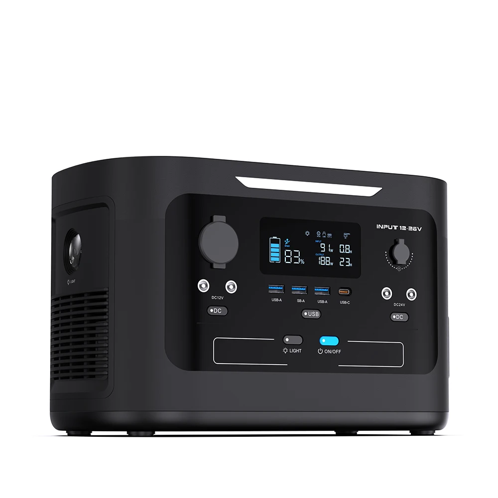 Популярный портативный блок питания 600 Вт 1000 Вт 1200 Вт 2AC DC PD AC Вход MPPT Солнечный блок питания для кемпинга
