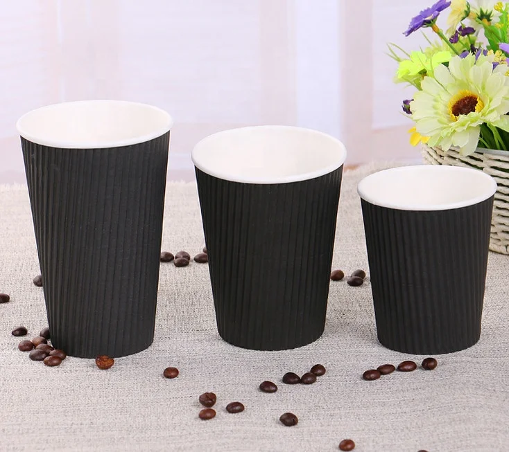 Thick Paper Cup Ripple Wall Corrugated Coffee Paper Cup Disposable 16oz 12oz 8oz 9oz 10oz at CHEAP PRICE