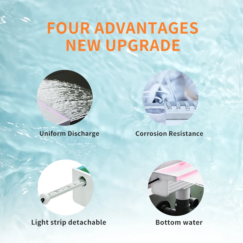 Replaceable Light Strip Bottom Water Inlet Pool Sheer Curtain Acrylic Material Multi Color RGB Garden LED Water Fall