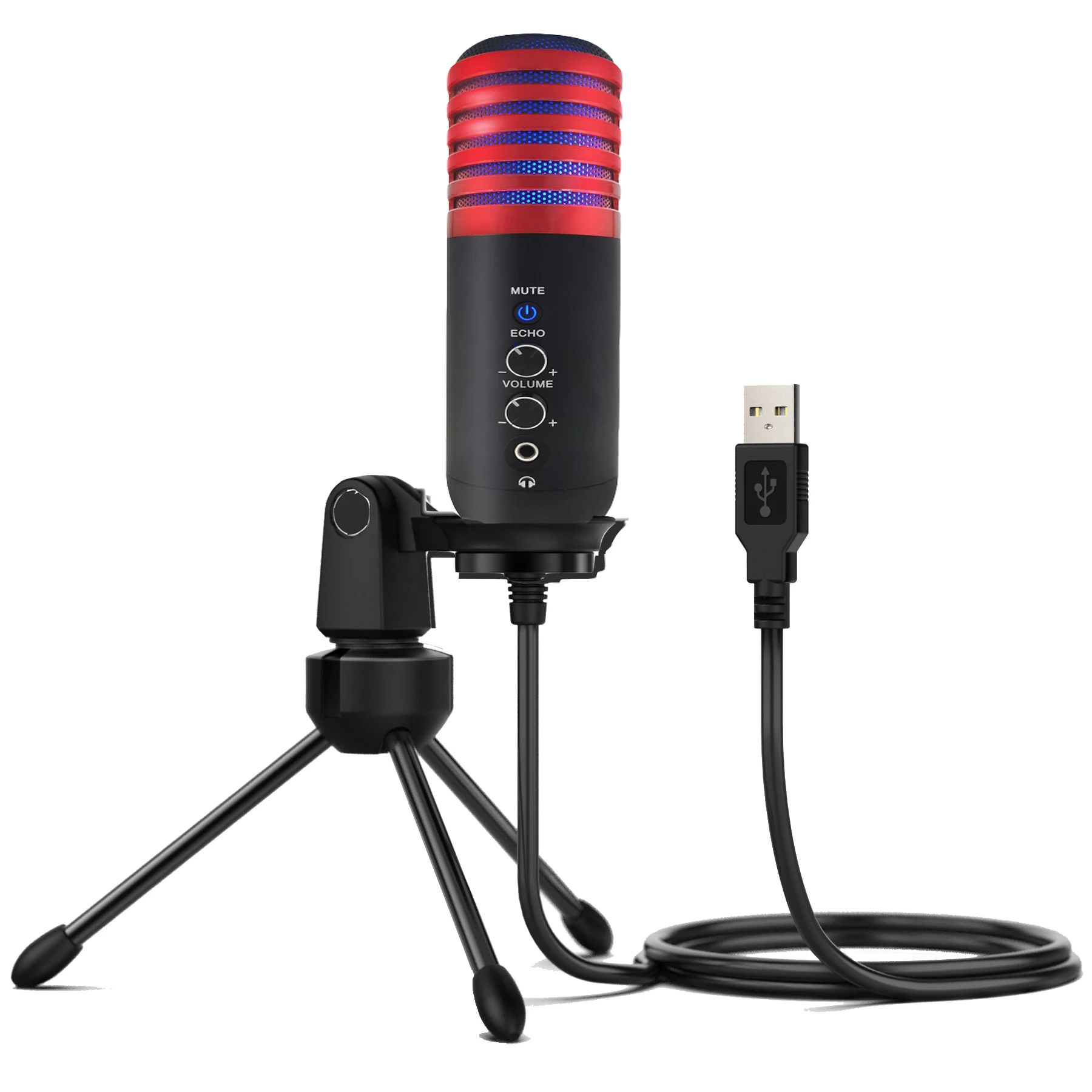 Factory Direct Sale RGB Condenser USB Desktop Computer Microphone Gaming Youtube Recording Studio for PC