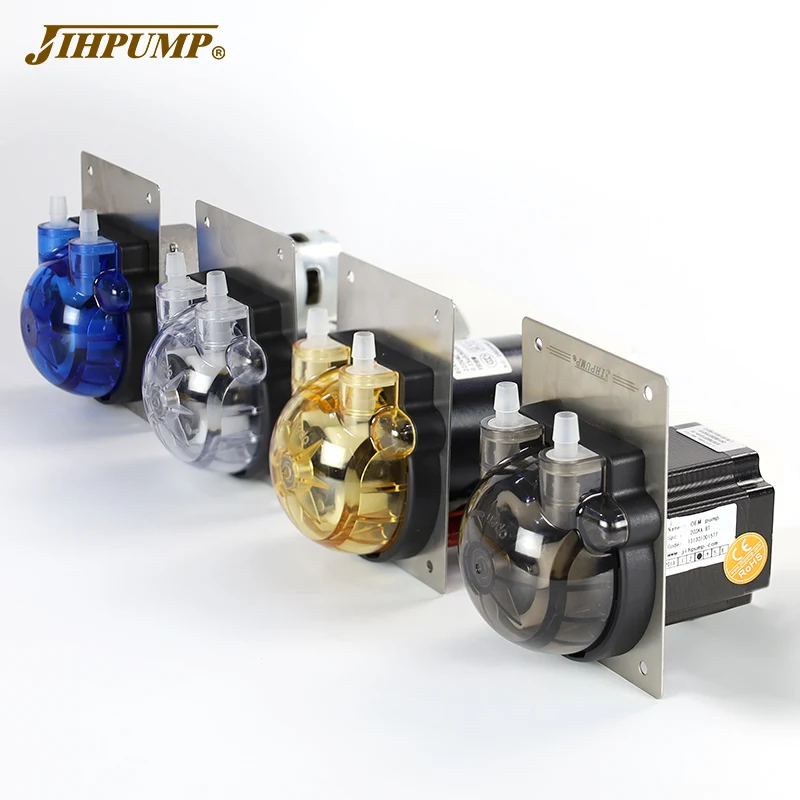 JIHPUMP 4 Rotors Peristaltic Pump 220V 110V with Tygon Tube for Chemicals Filling Environmental Machine