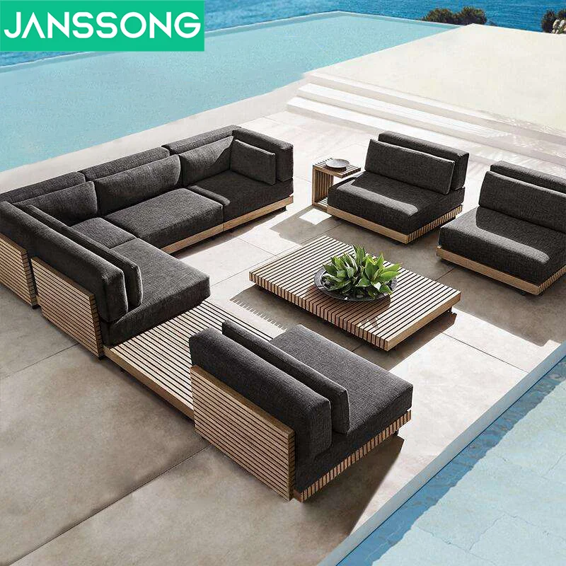 Luxury  Design Teak Sofa Set Wooden Garden Furniture Seating for Outdoor Patio Sets