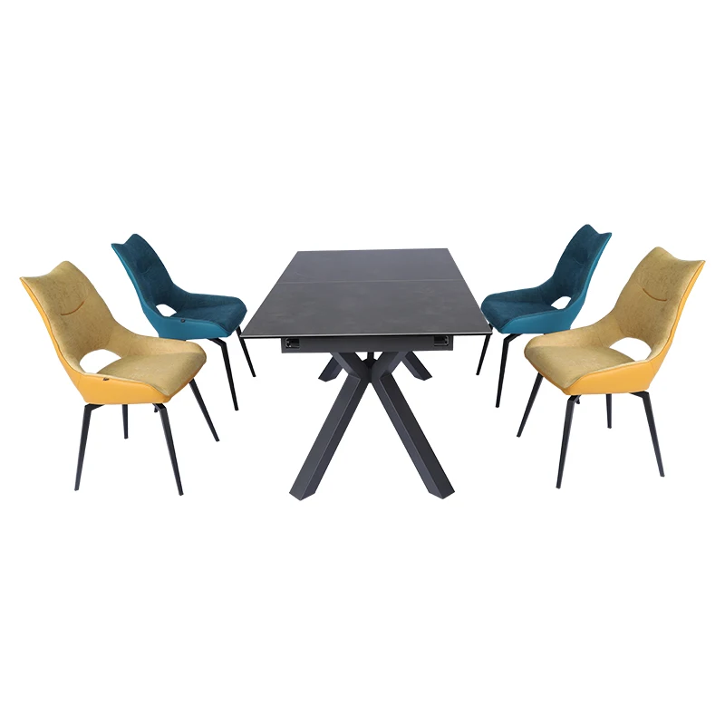 Luxury Leather Glass Dinner Dining Table And Chairs 6 Luxury Dinning Chairs Modern Marble Dining Room Furniture Table Set