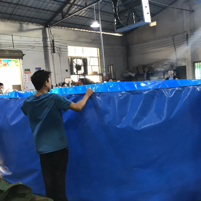 LVJU Custom Size 3000 Liter Guangdong PVC Tarpaulin Fish Breeding Tank Pond Liner For Cat Fish/Tilapia/Shrimp