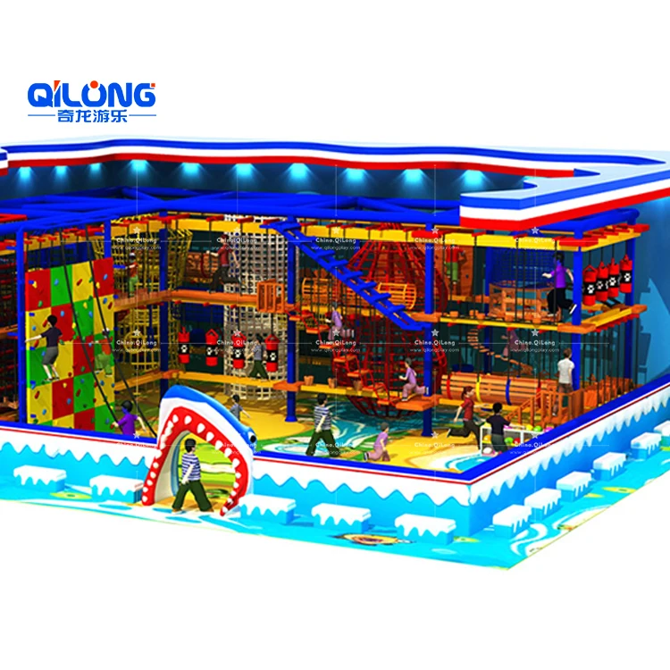 European Standard Climbing Outdoor Adventure Ropes Course Amusement Trampoline Indoor Playground