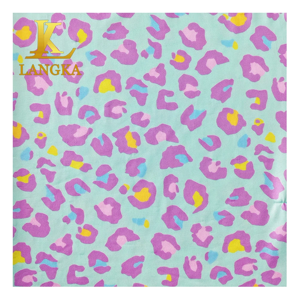 Langka Wholesale 140GSM Printed 90% Polyester 10% Spandex Stretch Single Jersey Knit Milk Silk Fiber Fabric
