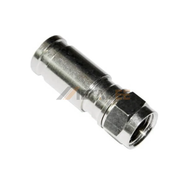 Straight Nickel Plated F Male Connector Crimp for Cable 75ohm