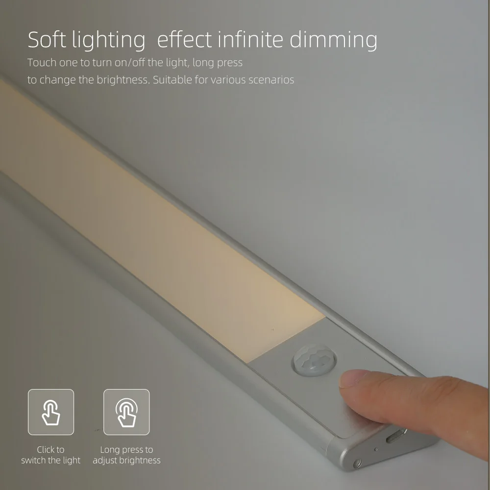 Aluminum smart motion sensor detector under led living room bathroom mirror wireless cabinet with led light