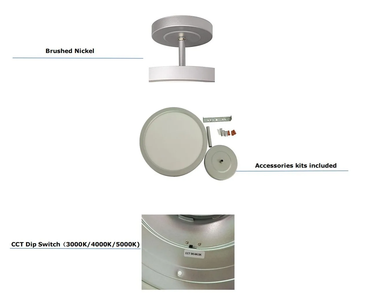 Round Ceiling Light Led 13'  24W Dimmable Semi Flush Mount Round Ceiling Light Led With Chandelier Ceiling Holder