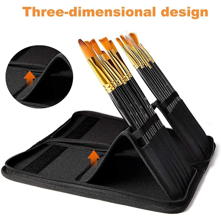 Art Supply Set 15pcs Paint Brush Set Nylon Hair Artist Acrylic Brushes for Canvas Painting