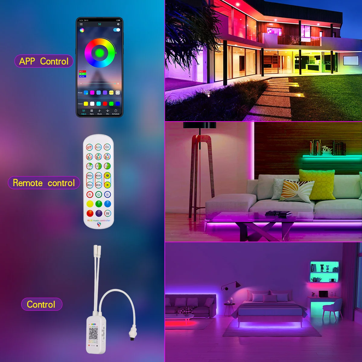 Fashion Smart Wifi Bluetooth LED Light Strip12V 24V 5M 10M RGB Outdoor Flexible 5050 SMD RGB LED Strip Lights