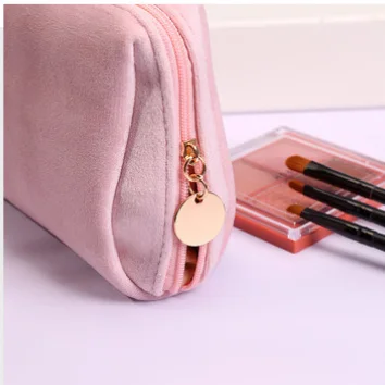 DICHOS Makeup Bag Retro Velvet Large-Capacity  Portable Cylindrical Red Envelope with Zipper Closure Makeup Storage Refill Bag