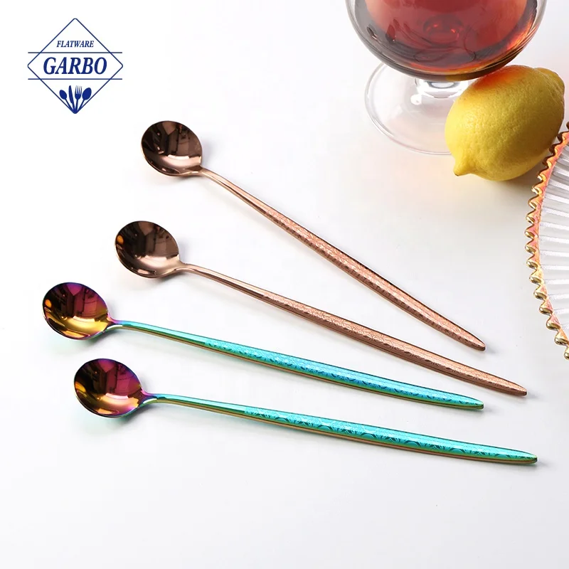 Espresso Spoons Rainbow Cute Small Coffee Spoons 18/10 Stainless Steel Rose Gold Demitasse Spoons for Tea Dessert Appetizer