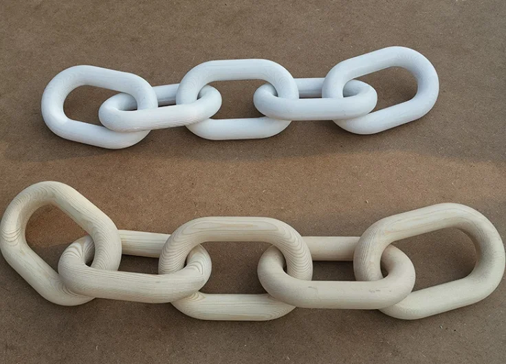 Wanuocraft Hand Carved Wooden 5-Link Chain Decor for Home Coffee Table Farmhouse Bookshelf Tray  Rustic Wood Chain Link Decor