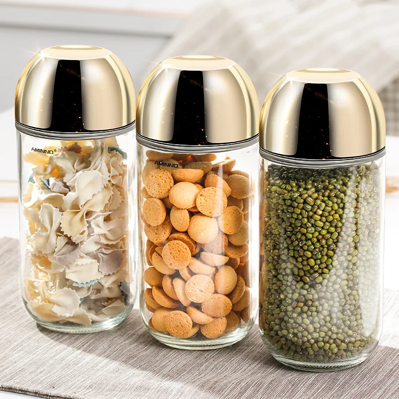 Eco-friendly sodium calcium glass cookie candy honey food glass storage jar with airtight lid storage tank Storage