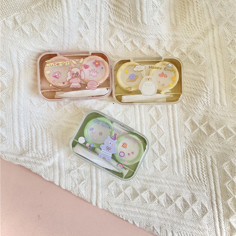 Colorful Contact Lens Container Holder, Outdoor Portable Mini Contact Lens Soak Storage Kit for Travel & Home