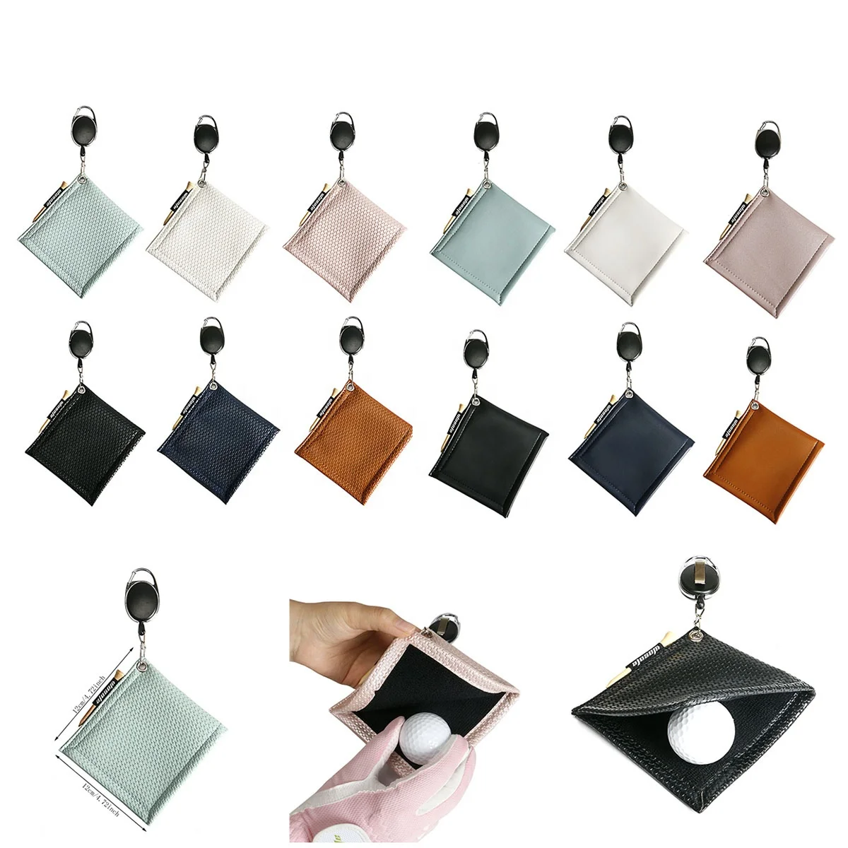 Оптовая продажа, мини-полотенце для чистки ключа с выдвижным цепочкой, мячом для гольфа