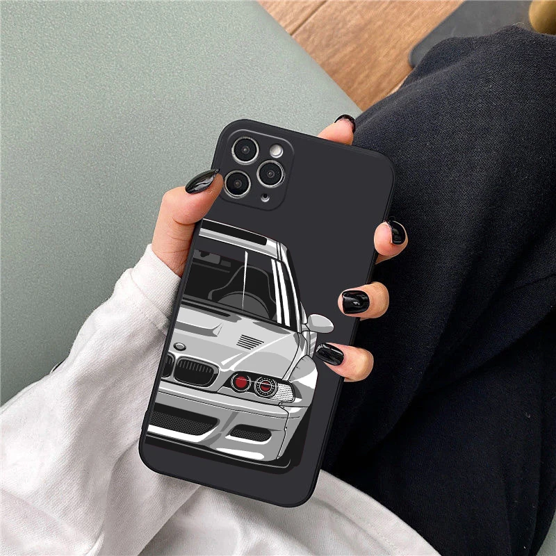 Автомобильный чехол для телефона JDM ДЛЯ iPhone 15 14 13 Pro 12 11 Xs X XR Max 8 7 SE с тканью Силиконовые чехлы мягкая