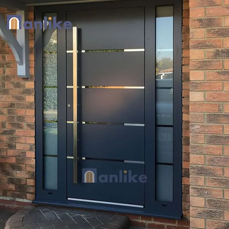 Modern Contemporary Decorative Double Security  Door Entry/Entrance/Front/Exterior Aluminum Doors For Homes