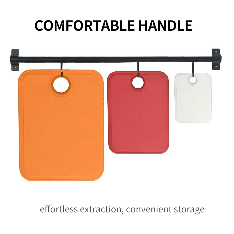 Non Slip Flexible Set of 3 Plastic Cutting Board Mats Colorful Chopping Boards for Meat Fruit Vegetable